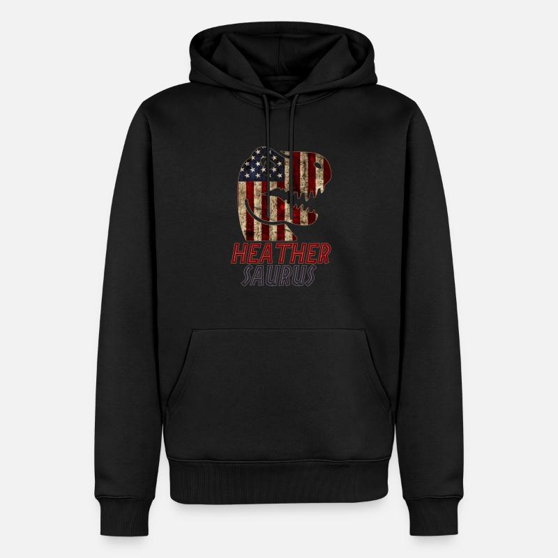 Patriotique Heather Dinosaur Heathersaurus - Sweat à capuche Premium bio Homme - noir