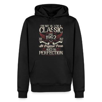1992 Anniversaire Vintage Vintage Cadeau - Sweat à capuche Premium bio Homme - noir - Devant - Nico (187cm)