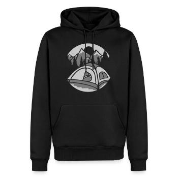 Camping en plein air en montagne - Sweat à capuche Premium bio Homme - noir - Devant - Nico (187cm)