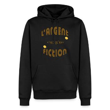 Argent est une fiction citation design fun - Sweat à capuche Premium bio Homme - noir - Devant - Nico (187cm)