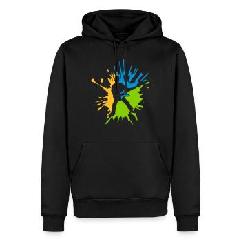 Gouttes colorées de guitariste éclaboussures de couleur - Sweat à capuche Premium bio Homme - noir - Devant - Nico (187cm)