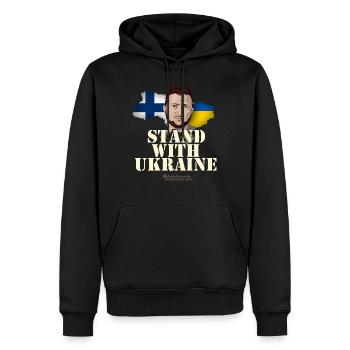 Ukraine Suomi Stand avec l’Ukraine - Sweat à capuche Premium bio Homme - noir - Devant - Nico (187cm)