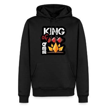 Le roi du BBQ - Sweat à capuche Premium bio Homme - noir - Devant - Nico (187cm)