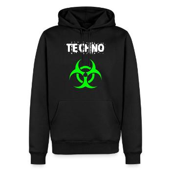 Techno - Sweat à capuche Premium bio Homme - noir - Devant - Nico (187cm)