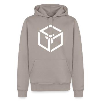 Gala Altcoin white - Männer Premium Bio Hoodie - Taupe - Vorne - Nico (187cm)