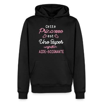 princesse et aide-soignante / super aide-soignante - Sweat à capuche Premium bio Homme - noir - Devant - Nico (187cm)