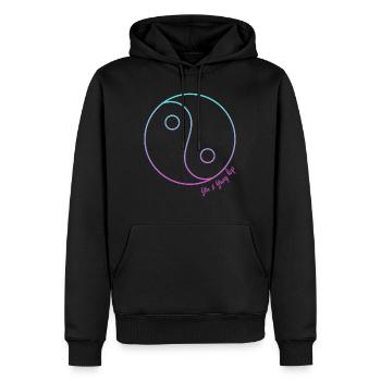 Yin et yang hanche - Sweat à capuche Premium bio Homme - noir - Devant - Nico (187cm)