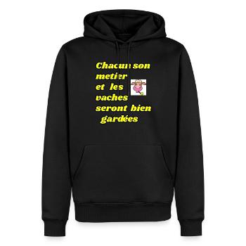 Chacun son métier citation drôle - Sweat à capuche Premium bio Homme - noir - Devant - Nico (187cm)