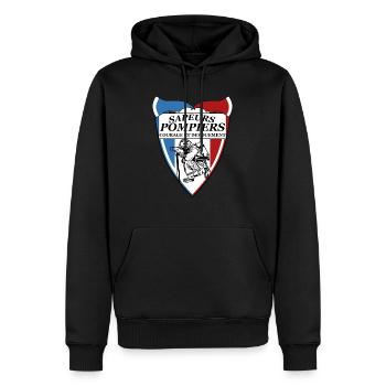 Sapeur-pompier de France - Sweat à capuche Premium bio Homme - noir - Devant - Nico (187cm)
