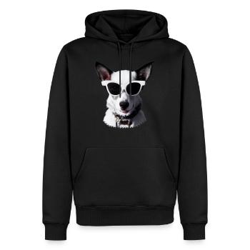 Hund mit Sonnenbrille Hundeliebhaber Hundebesitzer - Männer Premium Bio Hoodie - Schwarz - Vorne - Nico (187cm)