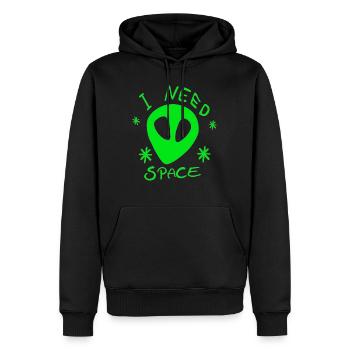 Alien grün I NEED SPACE Universum Galaxie Sterne - Männer Premium Bio Hoodie - Schwarz - Vorne - Nico (187cm)