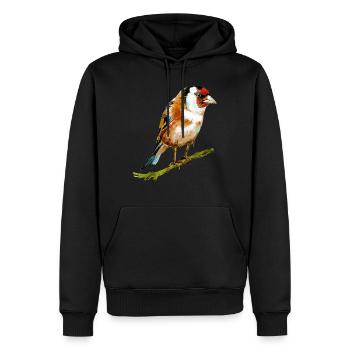 Bunter Vogel - Männer Premium Bio Hoodie - Schwarz - Vorne - Nico (187cm)