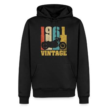 1961 Jahrgang Geburtstag Biker Motorrad Geschenk - Männer Premium Bio Hoodie - Schwarz - Vorne - Nico (187cm)
