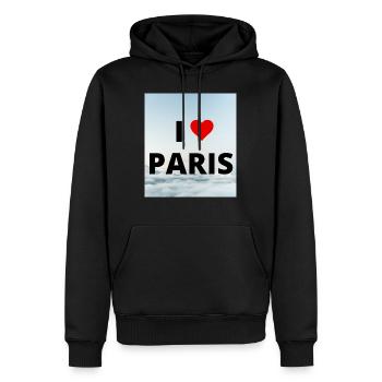 I LOVE PARIS 2 - Men’s Premium Organic Hoodie - black - Front - Nico (187cm)