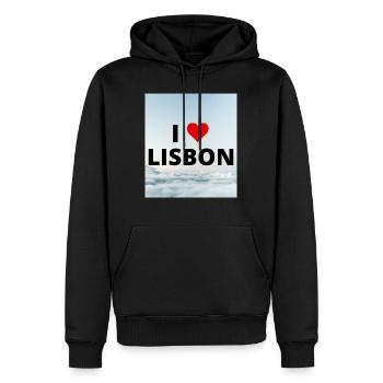 I LOVE LISBON - Men’s Premium Organic Hoodie - black - Front - Nico (187cm)