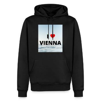 I LOVE VIENNA - Sweat à capuche Premium bio Homme - noir - Devant - Nico (187cm)