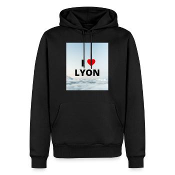 I LOVE LYON - Men’s Premium Organic Hoodie - black - Front - Nico (187cm)