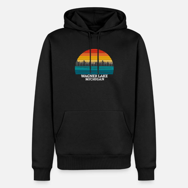 Lac Wagner Michigan - Sweat à capuche Premium bio Homme - noir