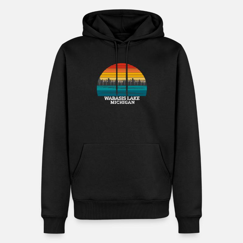 Wabasis Lake Michigan - Männer Premium Bio Hoodie - Schwarz