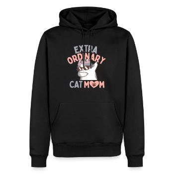 AUSSERGEWÖHNLICHE KATZENMUTTER - Männer Premium Bio Hoodie - Schwarz - Vorne - Nico (187cm)