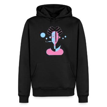 Der Mann mit der Pfeife - Männer Premium Bio Hoodie - Schwarz - Vorne - Nico (187cm)