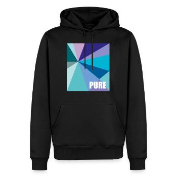 Pure Géométrie - Tons Bleus - Sweat à capuche Premium bio Homme - noir - Devant - Nico (187cm)