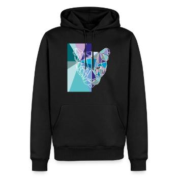 Tête de Tigre Géométrie - Bleue - Sweat à capuche Premium bio Homme - noir - Devant - Nico (187cm)