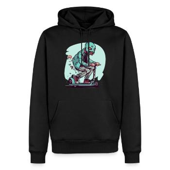 Le monstre à la trottinette - Sweat à capuche Premium bio Homme - noir - Devant - Nico (187cm)