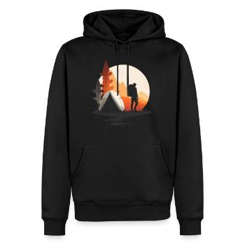 Motif de randonnée avec tente pour campeurs et aventuriers - Sweat à capuche Premium bio Homme - noir - Devant - Nico (187cm)
