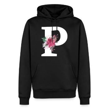 Buchstabe p blumig - Männer Premium Bio Hoodie - Schwarz - Vorne - Nico (187cm)