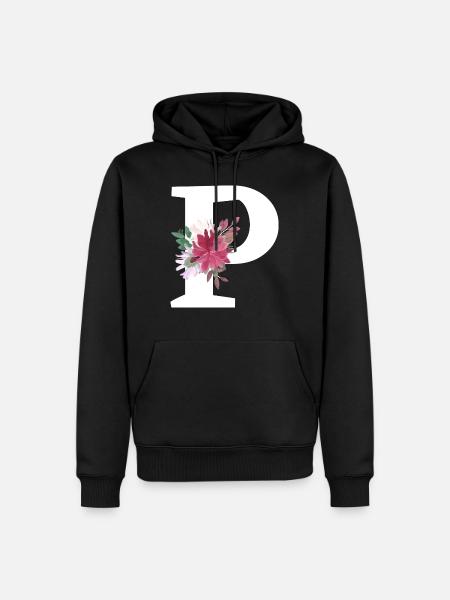 Buchstabe p blumig - Männer Premium Bio Hoodie - Schwarz