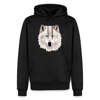 Fearless Eye Of The Wolf Face White Wolf Graphic - Sweat à capuche Premium bio Homme - noir - Devant - Nico (187cm)