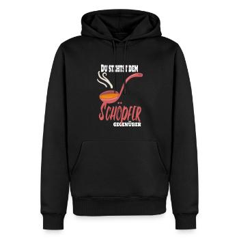 Du stehst dem Schöpfer gegenüber. Koch Chefkoch - Männer Premium Bio Hoodie - Schwarz - Vorne - Nico (187cm)