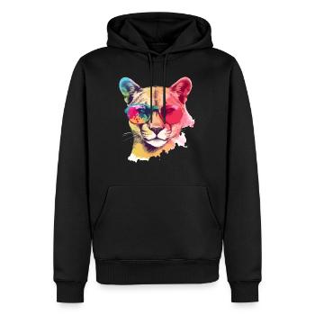 El malinus le cougar - Sweat à capuche Premium bio Homme - noir - Devant - Nico (187cm)