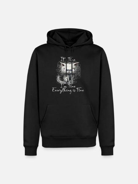 Det er fint, jeg har det fint, alt er fint katteskjorte - Herre Premium økologisk hoodie - sort