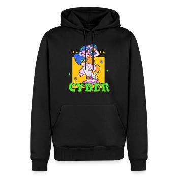 Cute cyber punk retro anime girl - Männer Premium Bio Hoodie - Schwarz - Vorne - Nico (187cm)