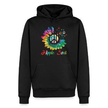 Paix de tournesol d’âme hippie - Sweat à capuche Premium bio Homme - noir - Devant - Nico (187cm)