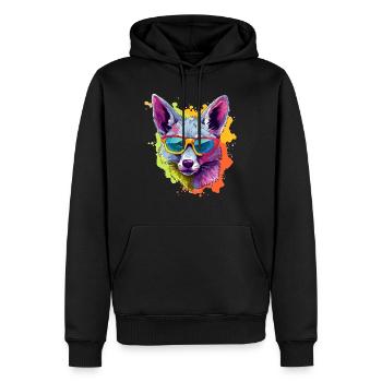 Leo, der Schakal mit der Brille - Männer Premium Bio Hoodie - Schwarz - Vorne - Nico (187cm)