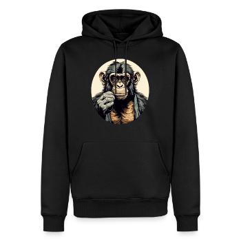 Haki le chimpanzé - Sweat à capuche Premium bio Homme - noir - Devant - Nico (187cm)