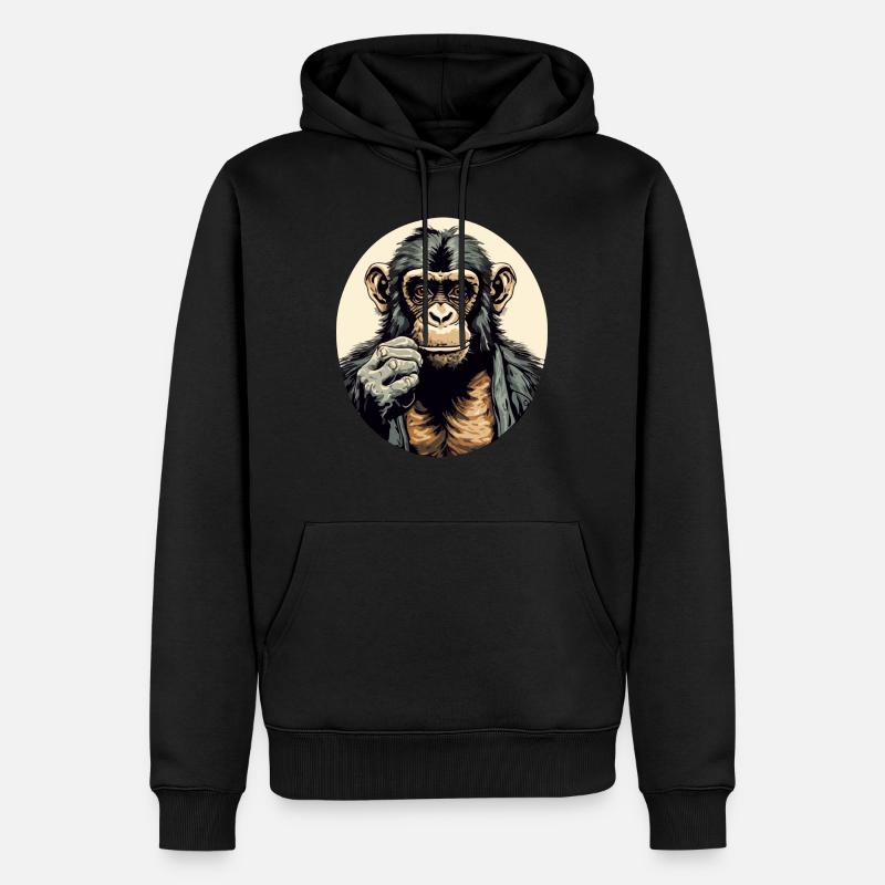 Haki le chimpanzé - Sweat à capuche Premium bio Homme - noir