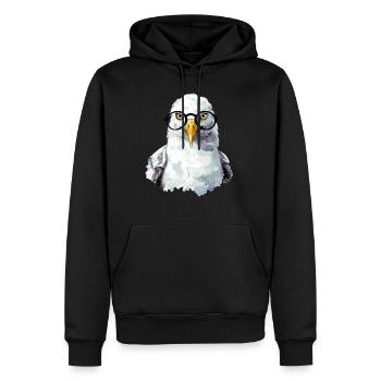 Miki the seagull with glasses - Men’s Premium Organic Hoodie - black - Front - Nico (187cm)