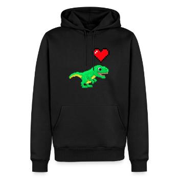 Dinosaure Pixel Love - Sweat à capuche Premium bio Homme - noir - Devant - Nico (187cm)