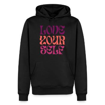 sich selbst lieben - Männer Premium Bio Hoodie - Schwarz - Vorne - Nico (187cm)