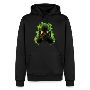 Masque à gaz vert - Sweat à capuche Premium bio Homme - noir - Devant - Nico (187cm)
