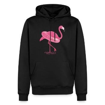 FLAMINGO and SWIMMING CIRCLE T Shirt - Men’s Premium Organic Hoodie - black - Front - Nico (187cm)