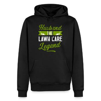 Husband dad lawn care legend funny gift gardener - Sweat à capuche Premium bio Homme - noir - Devant - Nico (187cm)
