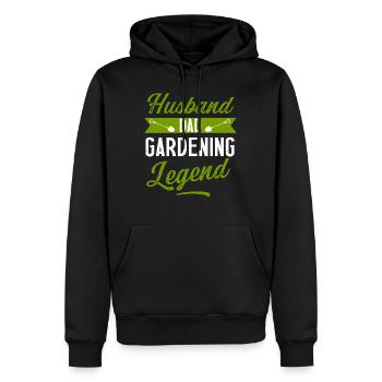 Husband dad gardening legend funny gift gardener - Sweat à capuche Premium bio Homme - noir - Devant - Nico (187cm)