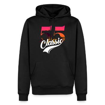 Vintage 1955-55e anniversaire - Sweat à capuche Premium bio Homme - noir - Devant - Nico (187cm)