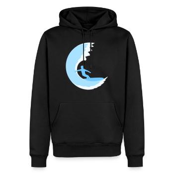 Surfer Surfbrett Runde Blaue Kreis Welle Surfen - Männer Premium Bio Hoodie - Schwarz - Vorne - Nico (187cm)