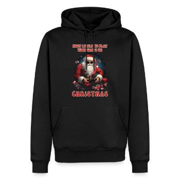Les plus susceptibles de jouer à des jeux vidéo sur la chemise de Noël - Sweat à capuche Premium bio Homme - noir - Devant - Nico (187cm)